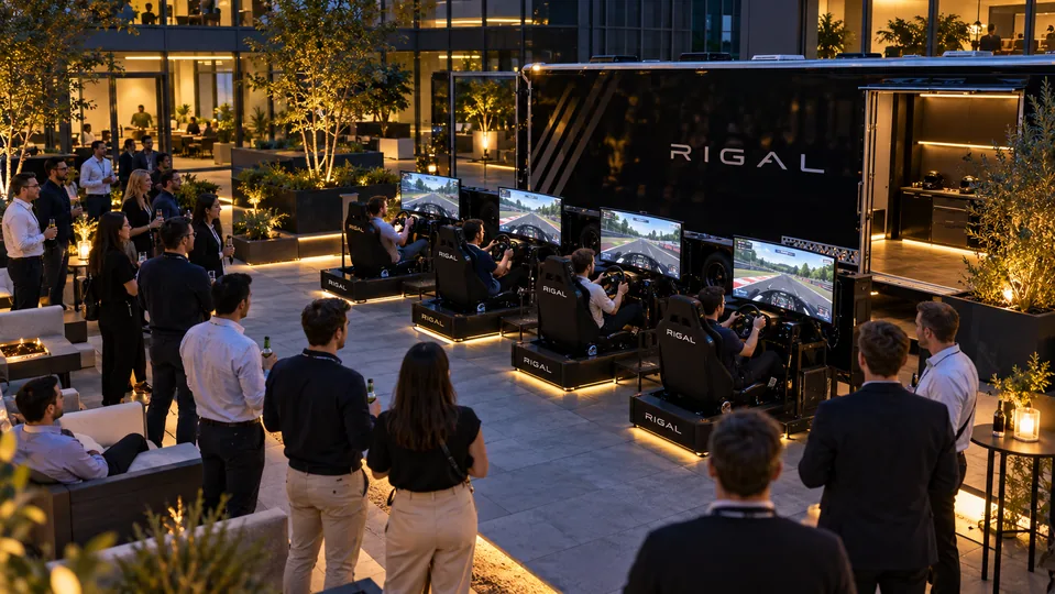 A team enjoying a corporate RIGAL racing event